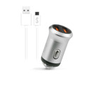 Immagine di Fonex caricatore auto 10W con 2 porte USB e cavo Micro-USB  | Silver/Bianco