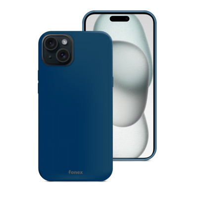 Immagine di Fonex cover Pure Touch in silicone per Apple iPhone 15 Plus | Blu Mezzanotte