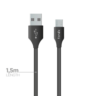 Immagine di Fonex cavo carica e dati 12W Micro USB | 1,5 m | Nero