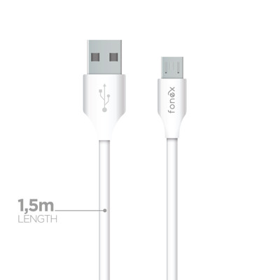 Immagine di Fonex cavo carica e dati 12W Micro USB | 1,5 m | Bianco