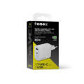 Immagine di Fonex caricatore da rete 65W GaN con porta USB + Type-C (PD) | Bianco