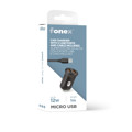 Immagine di Fonex caricatore auto 12W con 2 porte USB e cavo Micro-USB  | Nero