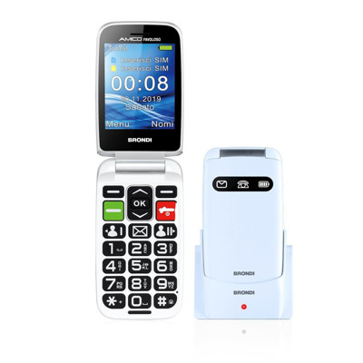 Immagine di Brondi telefono cellulare Amico Favoloso per anziani Dual sim | Bianco Metallo