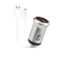 Immagine di Fonex caricatore auto 12W con 2 porte USB e cavo Lightning  | Silver/Bianco