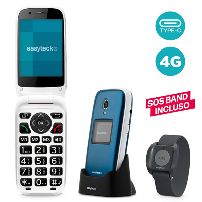 Immagine di Easyteck telefono cellulare senior S400 4G VoLTE con SOS band incluso | Blu