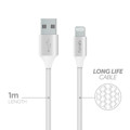 Immagine di Fonex cavo carica e dati 12W ultraresistente Lightning | 1 m | Bianco