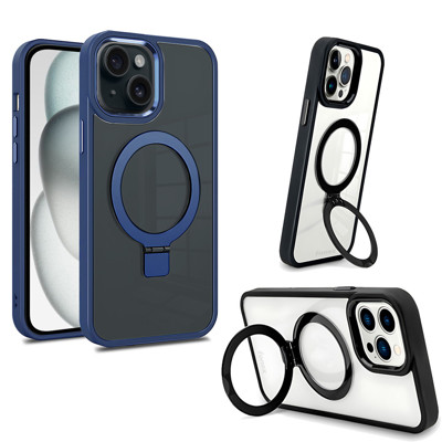 Immagine di Fonex cover Mag Stand con magnete e supporto per Apple iPhone 15 Plus | Bordo Blu