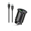 Immagine di Fonex caricatore auto 36W con 2 porte USB e cavo Type-C | Nero