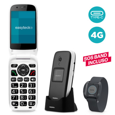 Immagine di Easyteck telefono cellulare senior S400 4G VoLTE con SOS band incluso | Nero