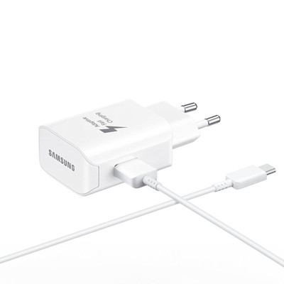 Immagine di Samsung caricatore da rete 15W con porta USB e cavo Type-C | Bianco