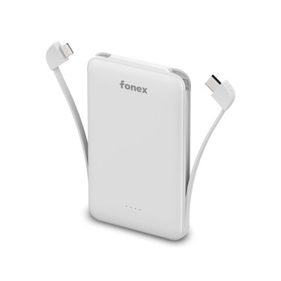 Immagine di Fonex power bank da 5.000 mAh Type C + Lightning | Bianco