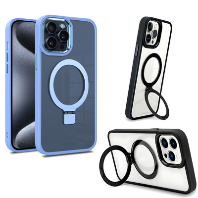 Immagine di Fonex cover Mag Stand con magnete e supporto per Apple iPhone 15 Pro | Bordo Viola chiaro