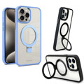 Immagine di Fonex cover Mag Stand con magnete e supporto per Apple iPhone 15 Pro Max | Bordo Viola chiaro