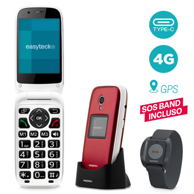 Immagine di Easyteck telefono cellulare senior S400 4G VoLTE con SOS band incluso | Rosso