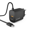 Immagine di Fonex caribatteria 20W con porta USB e cavoType-C integrato | Nero