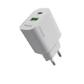 Immagine di Fonex caricatore da rete 20W con porta USB + Type-C (PD) | Bianco