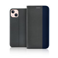 Immagine di Fonex custodia a libro D-mood in tessuto e TPU per Apple iPhone 13 Mini | Grigio scuro e blu