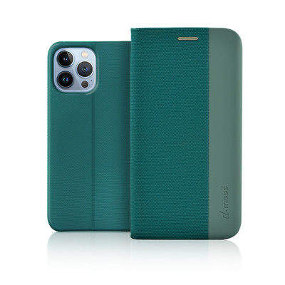 Immagine di Fonex custodia a libro D-mood in tessuto e TPU per Apple iPhone 13 Pro | Verde