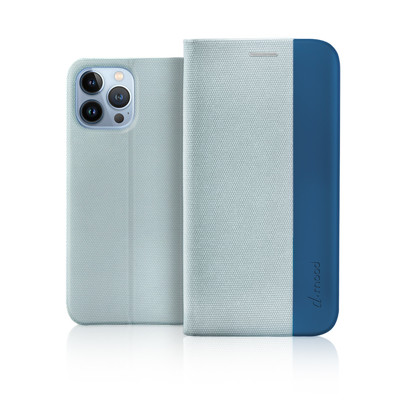 Immagine di Fonex custodia a libro D-mood in tessuto e TPU per Apple iPhone 13 Pro | Azzurro e blu