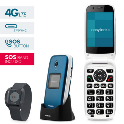 Immagine di Easyteck telefono cellulare senior S400 4G VoLTE con SOS band incluso | Blu