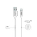 Immagine di Fonex cavo carica e dati 12W ultraresistente Lightning | 2 m | Bianco